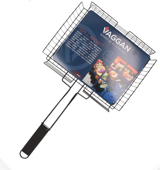 BBQ Collection grillmand met hoge rand en houten handgreep