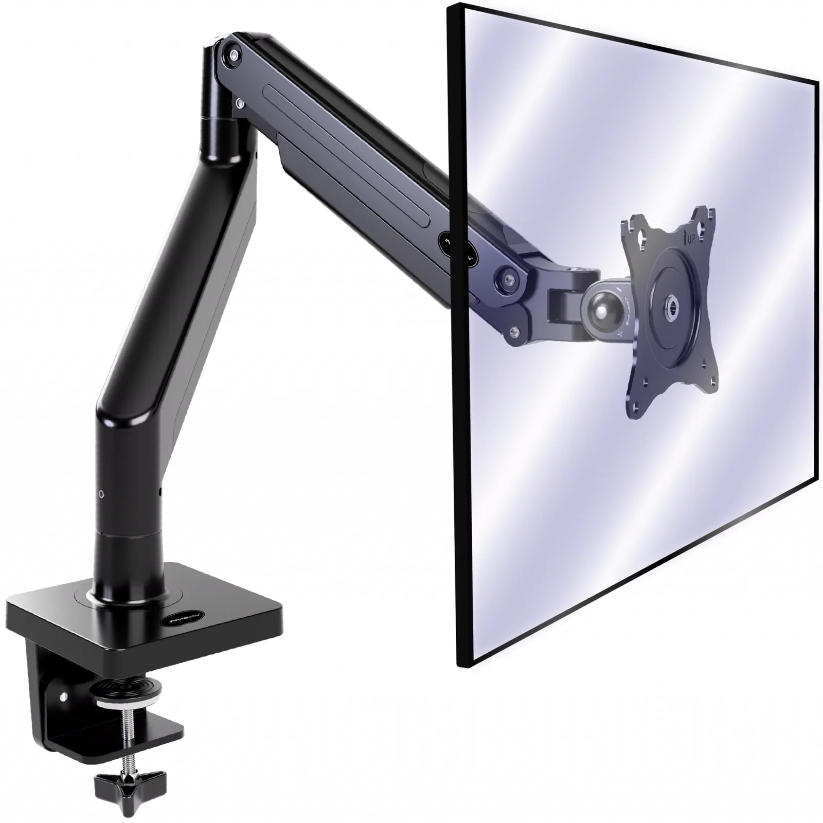 Invision monitor arm bracket gemonteerd op bureau