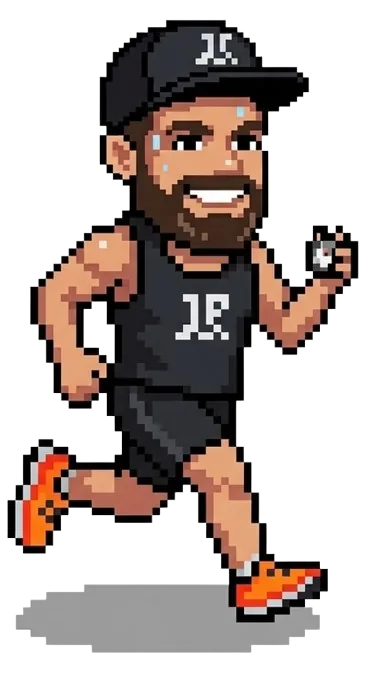 Pixel avatar van Mark die hardloopt